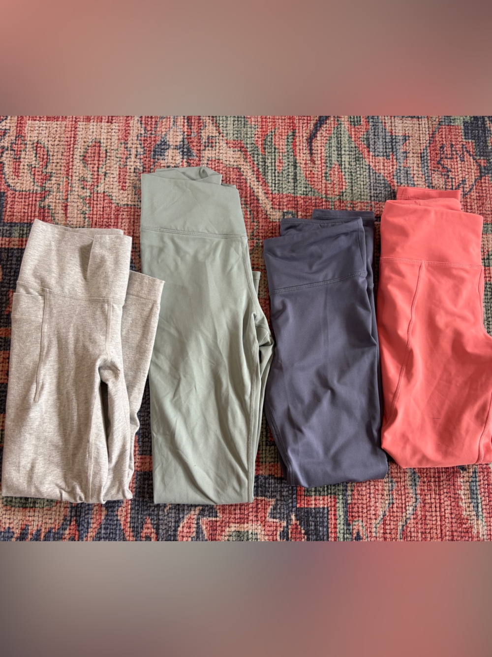 Kids Active Leggings Pack - Gray, Sage, Lavender, Coral 12/14
